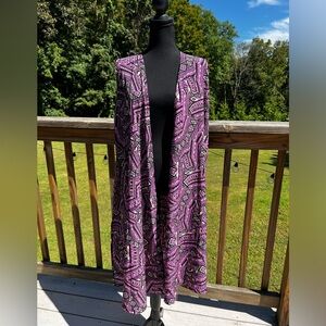 LuLaRoe Purple Open Front Duster Maxi Vest - Size medium